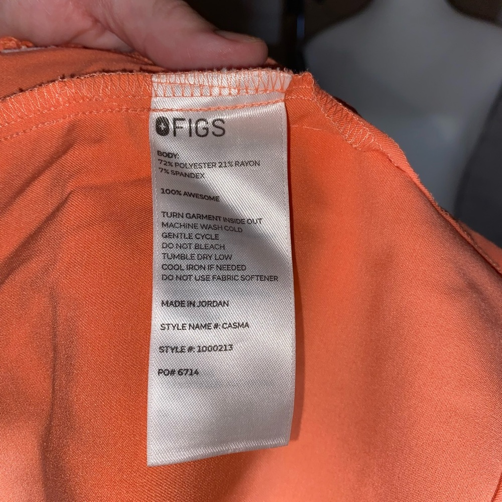 Figs Vibrant Peachy/Orange Scrub Top - Picture 6 of 6